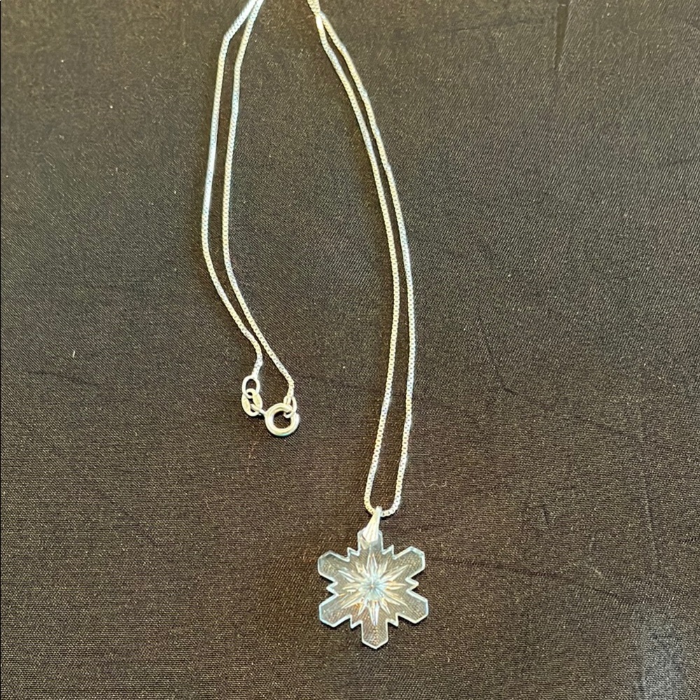 Austrian clear crystal snowflake with sterling silver loop & chain